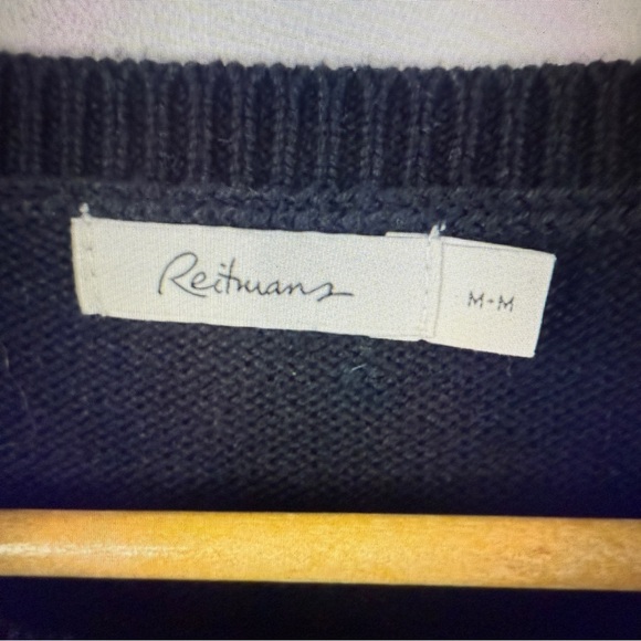 REITMANS Women Black Knit Embroidery Floral Crew Neck Pullover Sweater Size M - Picture 3 of 3